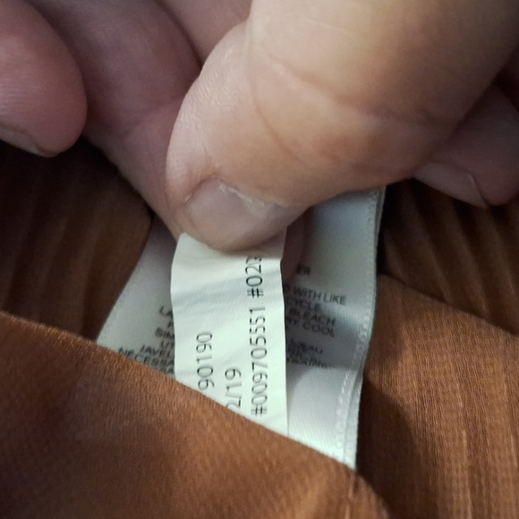 Express Pleated Dress Shirt Sz.L Brown Sheer Vneck Ballon Sleeves - Picture 13 of 14